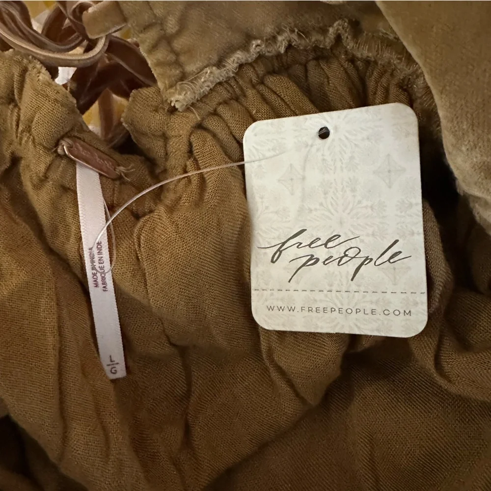 Free People Daphne Velvet Mustard Yellow Mini Dress